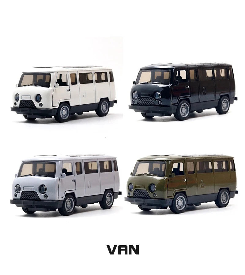 1:36 Alloy Vintage Diecast Cute Cartoon Van Classic Car Model Pull Back Car Model Miniature Vehicle Replica For Collection Gift