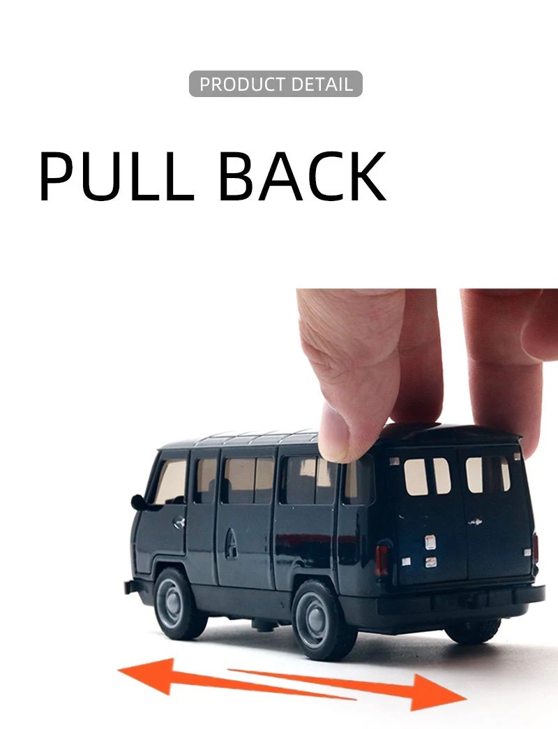 1:36 Alloy Vintage Diecast Cute Cartoon Van Classic Car Model Pull Back Car Model Miniature Vehicle Replica For Collection Gift