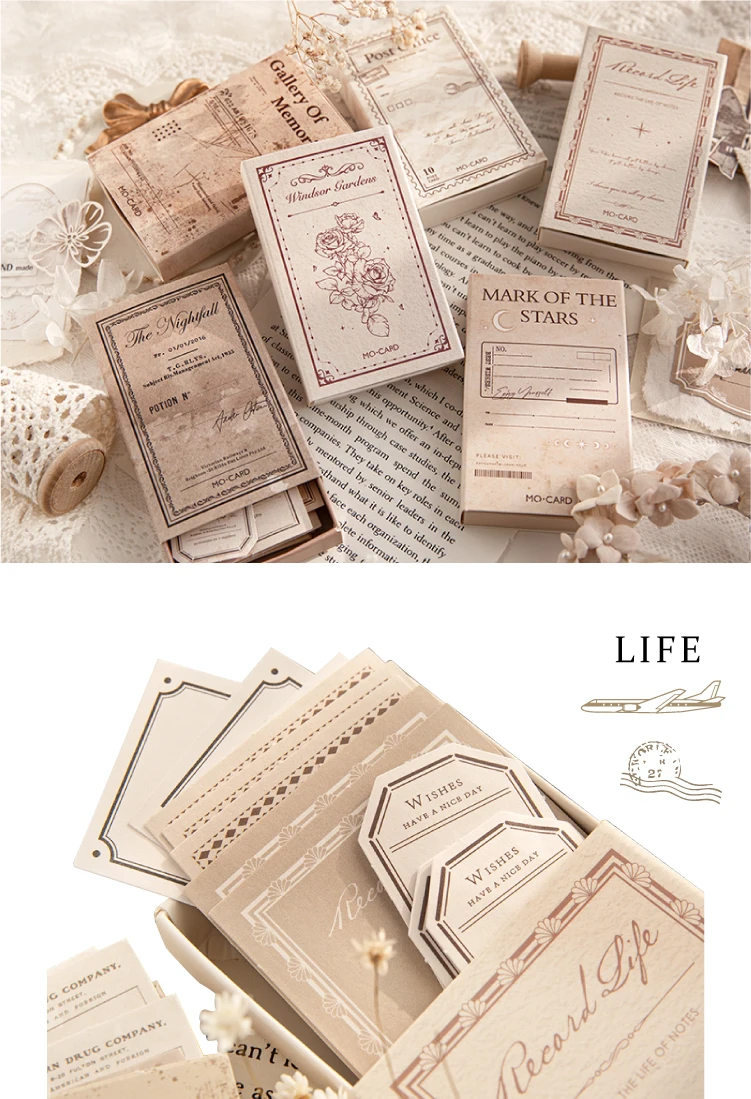 Yoofun 30pcs/box Vintage Label Stickers Retro Diary Scrapbooking Collage Junk Journal Stickers Office School Stationery Label