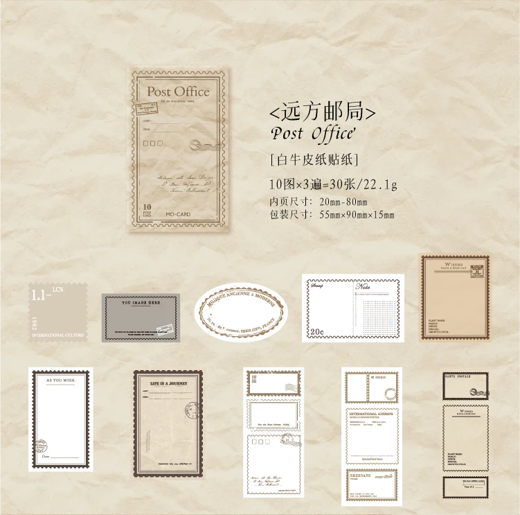 Yoofun 30pcs/box Vintage Label Stickers Retro Diary Scrapbooking Collage Junk Journal Stickers Office School Stationery Label