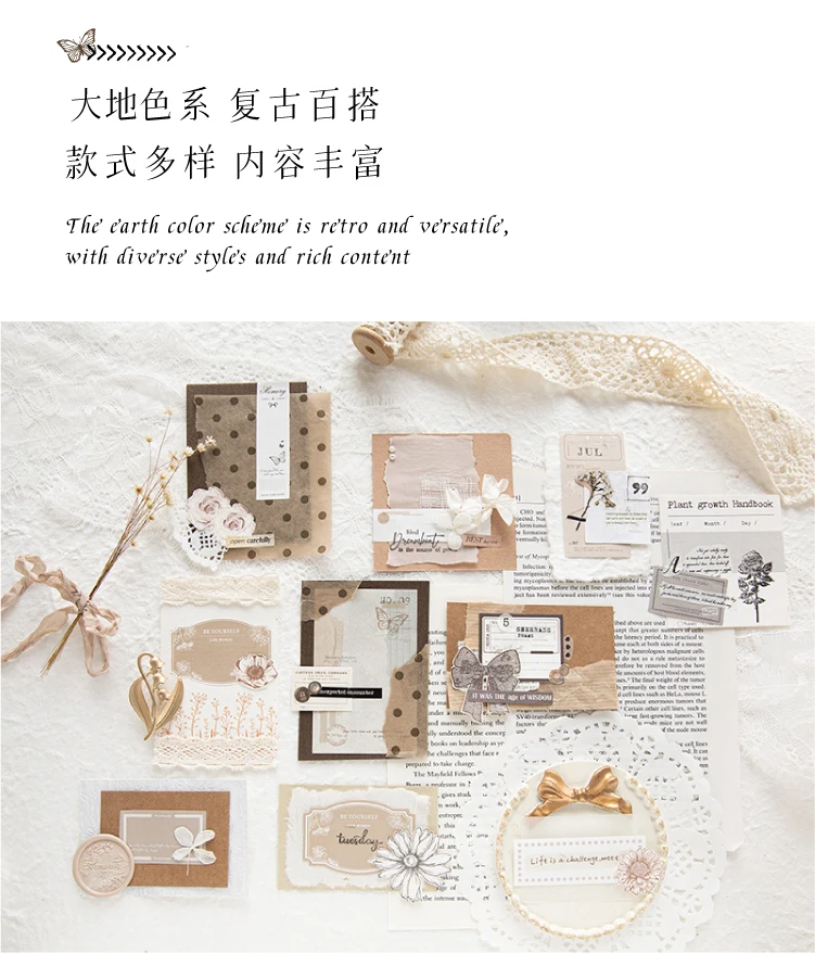 Yoofun 30pcs/box Vintage Label Stickers Retro Diary Scrapbooking Collage Junk Journal Stickers Office School Stationery Label