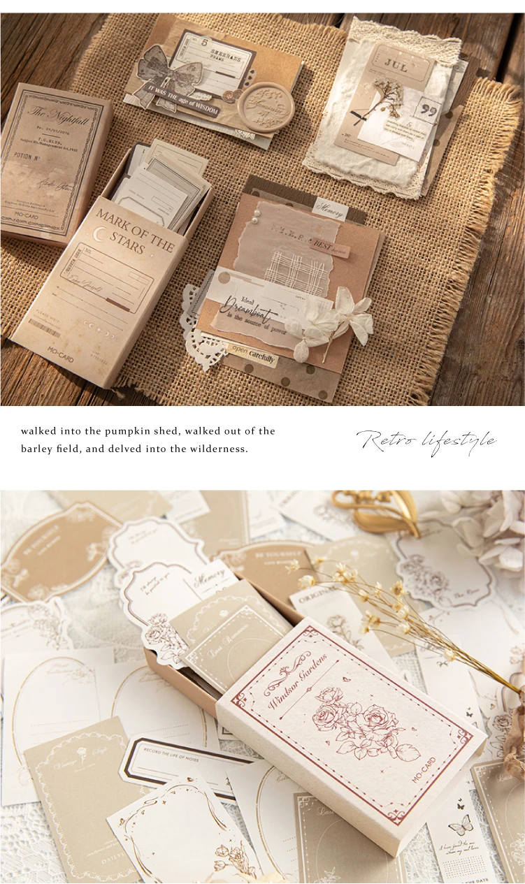 Yoofun 30pcs/box Vintage Label Stickers Retro Diary Scrapbooking Collage Junk Journal Stickers Office School Stationery Label