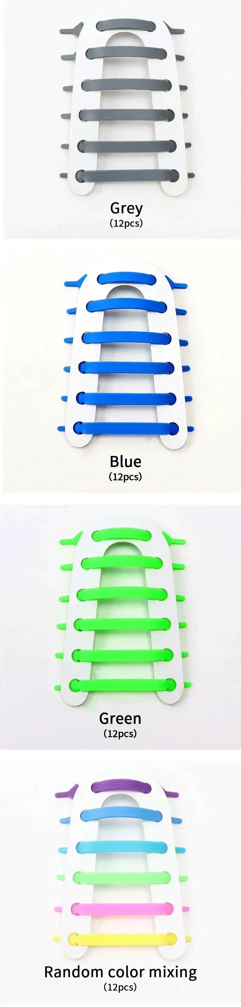 NEW 12pcs/lot Silicone Shoelaces No Tie Elastic Shoe Laces Special Shoestrings for Kid/Adult Lacing Rubber Sneakers Shoe Lace