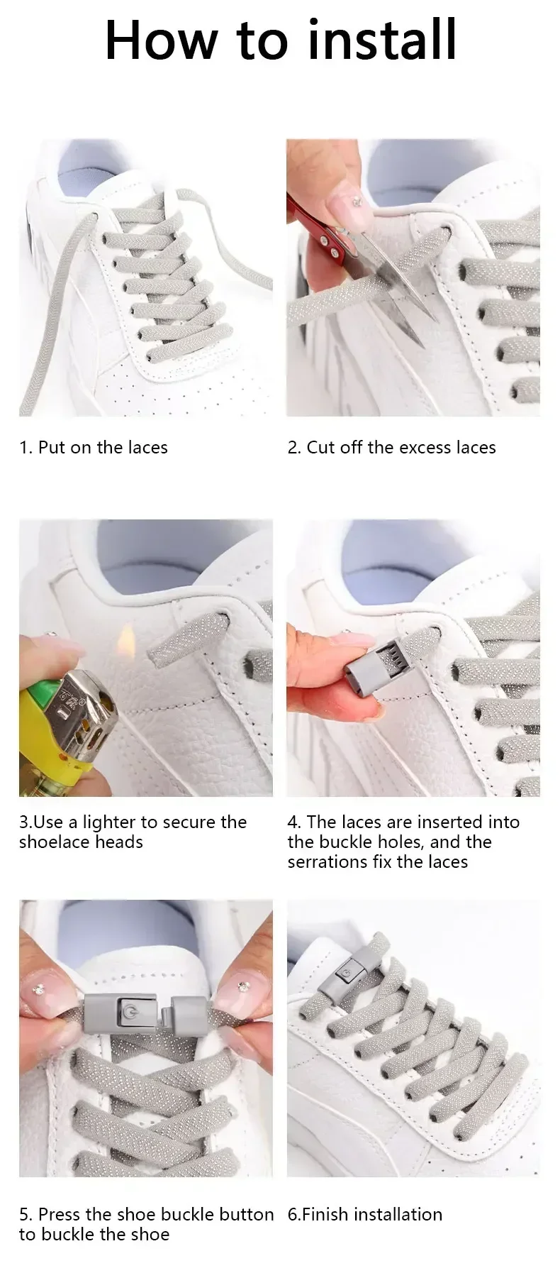 1Pair Colorful No-Tie Elastic Flat Shoelaces with Press Metal Lock for Sneakers - Durable Shoestrings Accessory