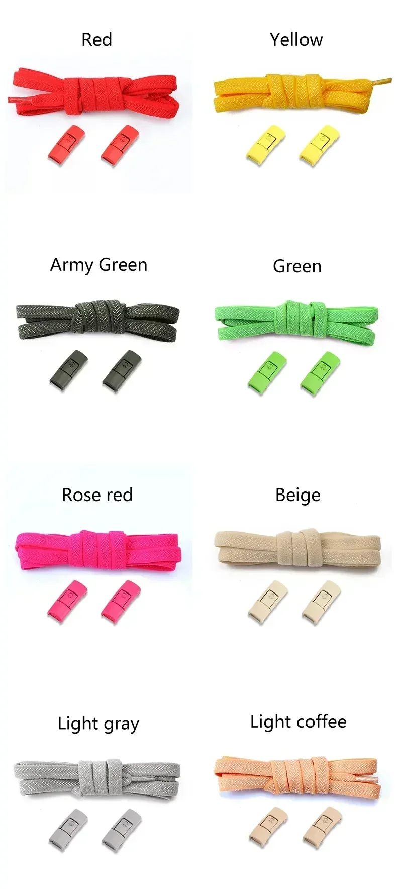 1Pair Colorful No-Tie Elastic Flat Shoelaces with Press Metal Lock for Sneakers - Durable Shoestrings Accessory