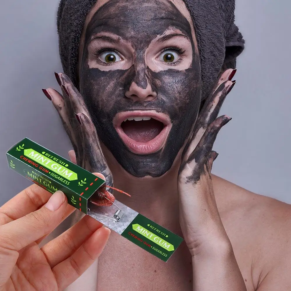 Prank Trick Toy April Fools Day Simulation Fake Chewing Gum Toy Shocking Cockroach Chewing Pull Head Spoof Toys For Children