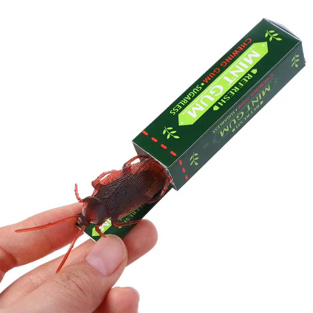 Prank Trick Toy April Fools Day Simulation Fake Chewing Gum Toy Shocking Cockroach Chewing Pull Head Spoof Toys For Children