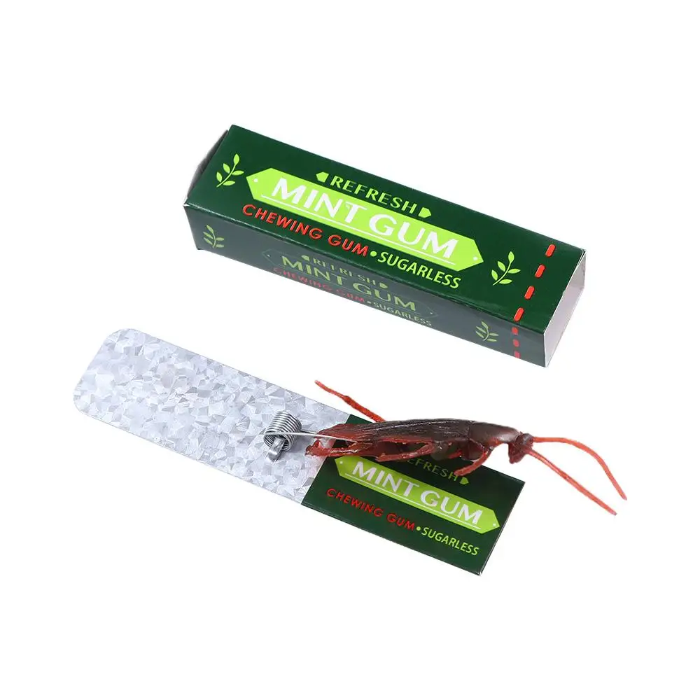 Prank Trick Toy April Fools Day Simulation Fake Chewing Gum Toy Shocking Cockroach Chewing Pull Head Spoof Toys For Children