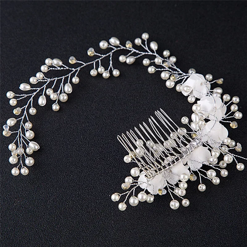 HandMade Silver Color Pearl Wedding Hair Combs Hair Accessories for Bridal Flower Headpiece Women Bride Hair ornaments Jewelry