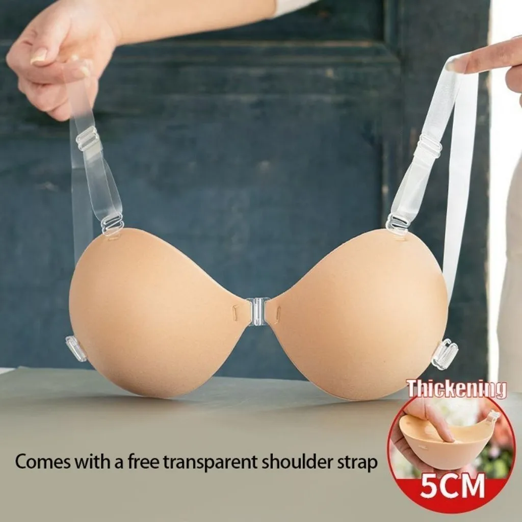5cm Thick Adhesive Padded Bra，Push Up Strapless Bra，Reusable Invisible Nipple Tape，Front Closure Brea Ast Lift Breast Stickers