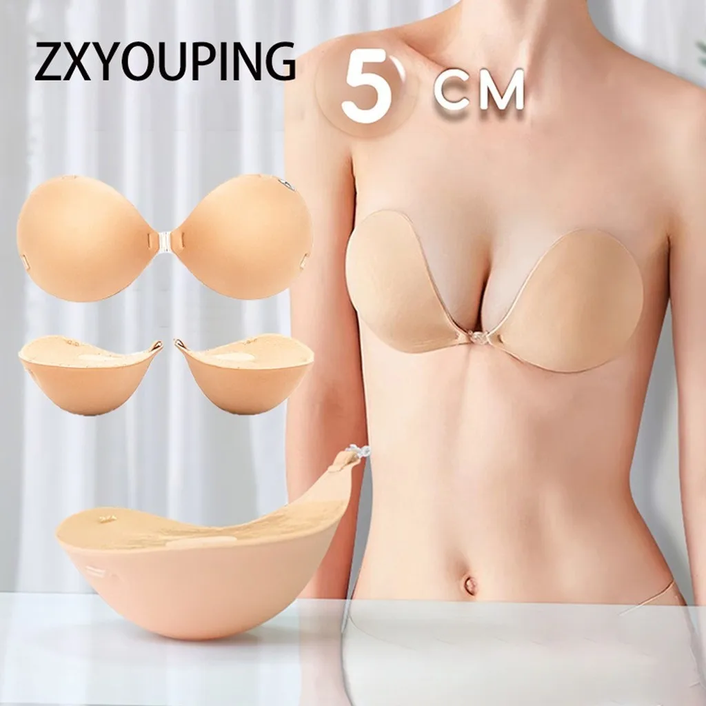 5cm Thick Adhesive Padded Bra，Push Up Strapless Bra，Reusable Invisible Nipple Tape，Front Closure Brea Ast Lift Breast Stickers