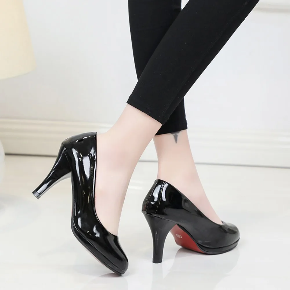 High Heels Shoes Women White Wedding Shoes Thick High Heels Fashion Party Pumps Footwear Black Red Big Size 34-42
