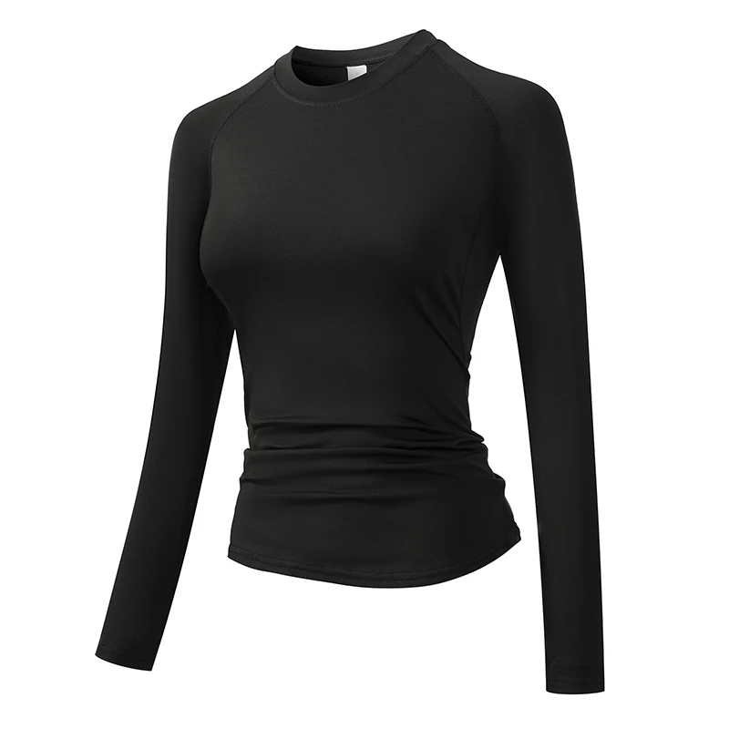 Women's Compression Shirt Athletic Yoga Running Long Sleeve T-Shirt Spring Fall Gym Workout Stretchy Baselayers Rash Guard Tops