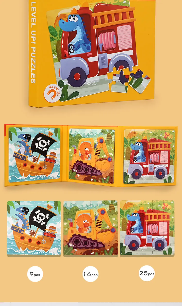 Magnetic Puzzles Games for Kids Busy Quiet Cartoon Animals Jigsaw Book Montessori Baby Educational Toys Children's Early Gifts