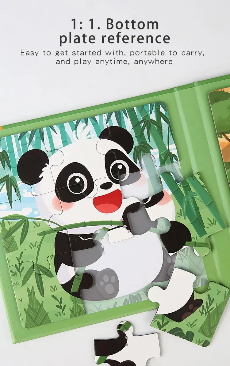 Magnetic Puzzles Games for Kids Busy Quiet Cartoon Animals Jigsaw Book Montessori Baby Educational Toys Children's Early Gifts