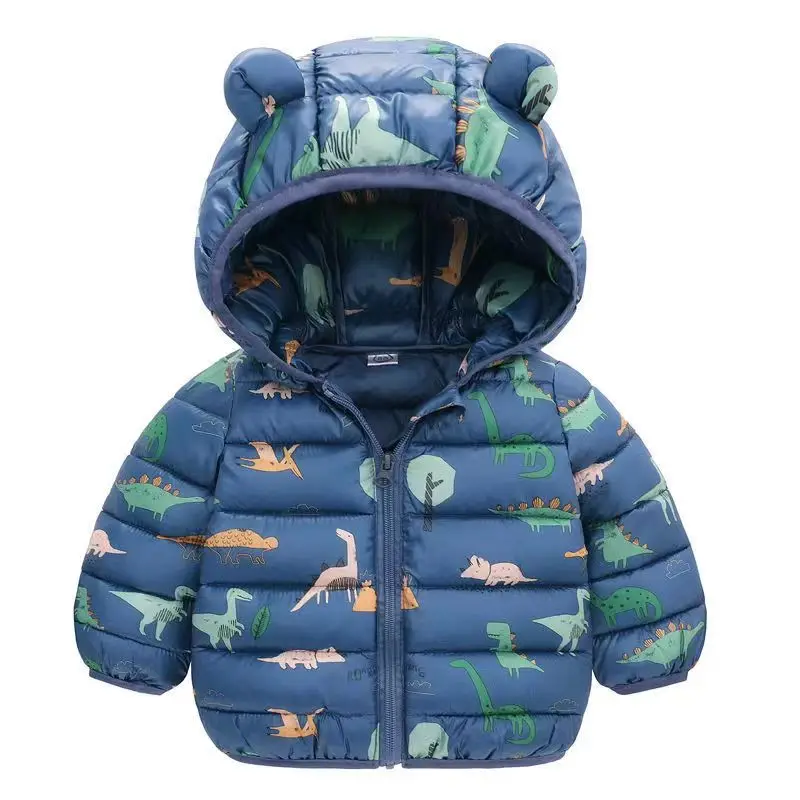 Children's Cotton Coat Baby Cartoons Down Jacket Boys Hooded Colthing Girls Warm Winter Clothes Toddler Kids Outerwear 0-5Y