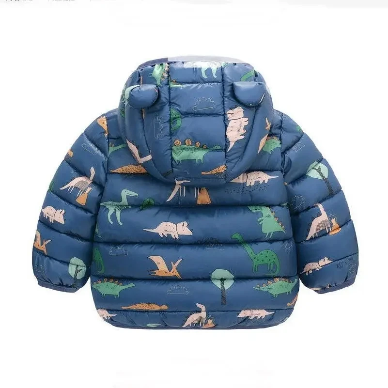 Children's Cotton Coat Baby Cartoons Down Jacket Boys Hooded Colthing Girls Warm Winter Clothes Toddler Kids Outerwear 0-5Y
