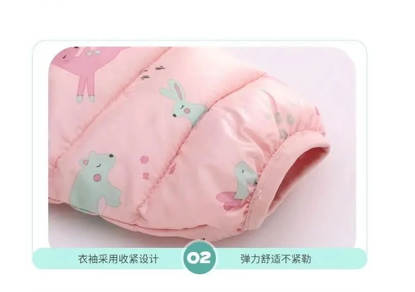 Children's Cotton Coat Baby Cartoons Down Jacket Boys Hooded Colthing Girls Warm Winter Clothes Toddler Kids Outerwear 0-5Y