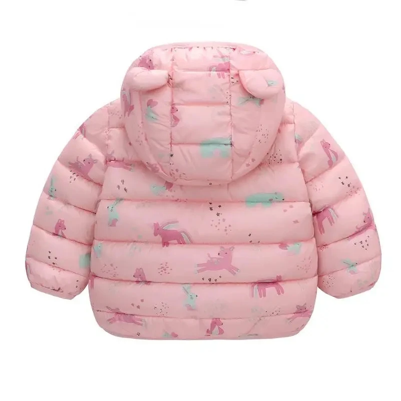 Children's Cotton Coat Baby Cartoons Down Jacket Boys Hooded Colthing Girls Warm Winter Clothes Toddler Kids Outerwear 0-5Y