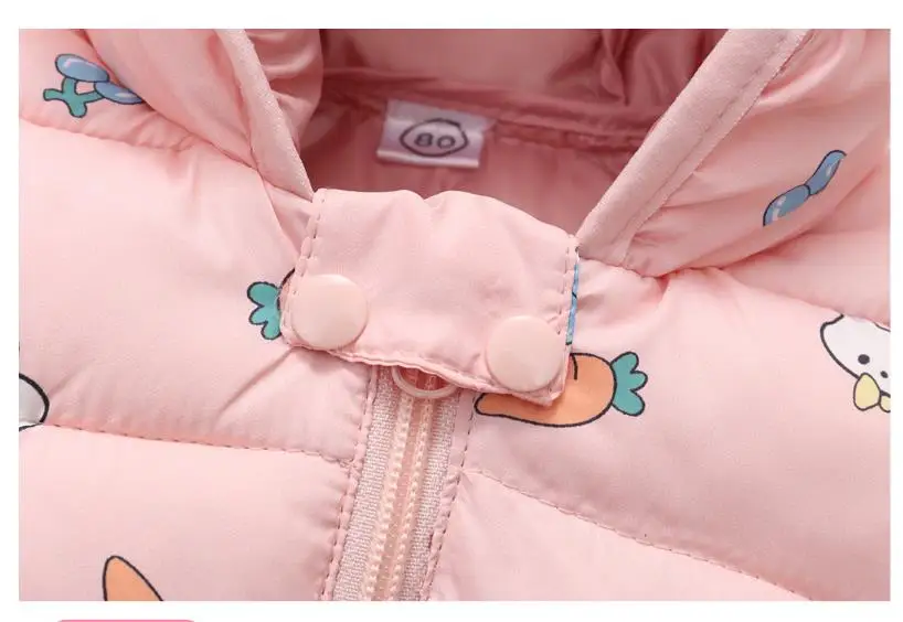 Children's Cotton Coat Baby Cartoons Down Jacket Boys Hooded Colthing Girls Warm Winter Clothes Toddler Kids Outerwear 0-5Y