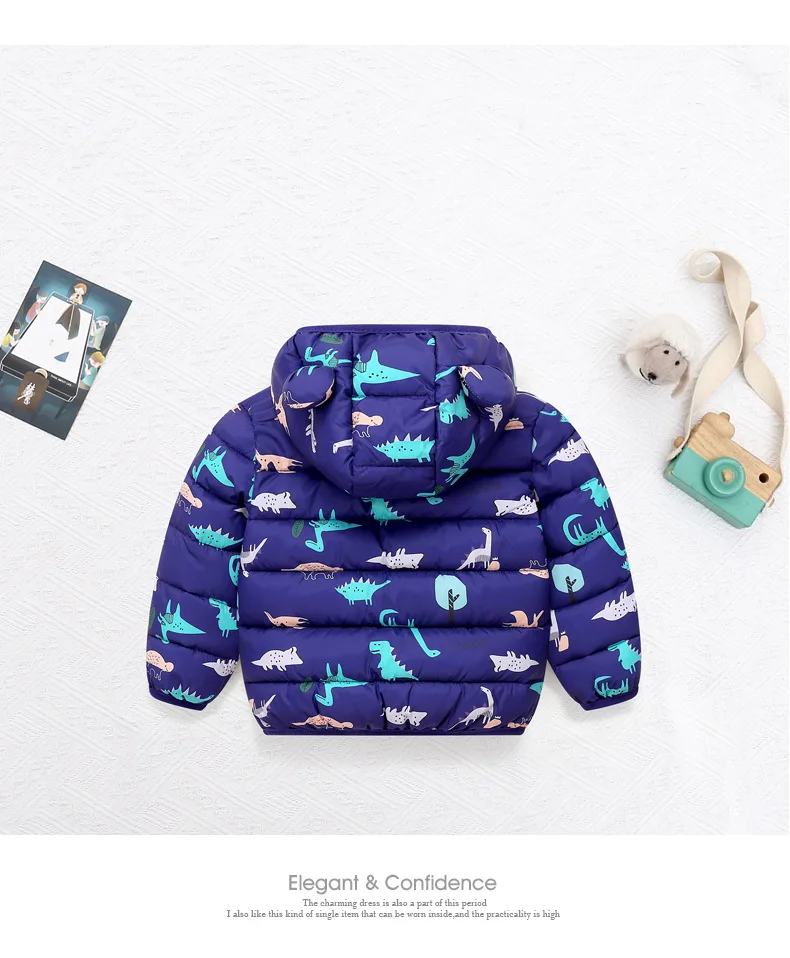 Children's Cotton Coat Baby Cartoons Down Jacket Boys Hooded Colthing Girls Warm Winter Clothes Toddler Kids Outerwear 0-5Y