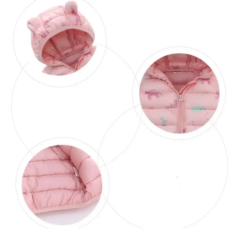 Children's Cotton Coat Baby Cartoons Down Jacket Boys Hooded Colthing Girls Warm Winter Clothes Toddler Kids Outerwear 0-5Y