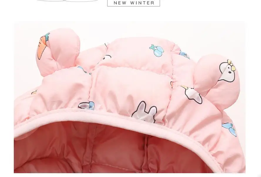 Children's Cotton Coat Baby Cartoons Down Jacket Boys Hooded Colthing Girls Warm Winter Clothes Toddler Kids Outerwear 0-5Y