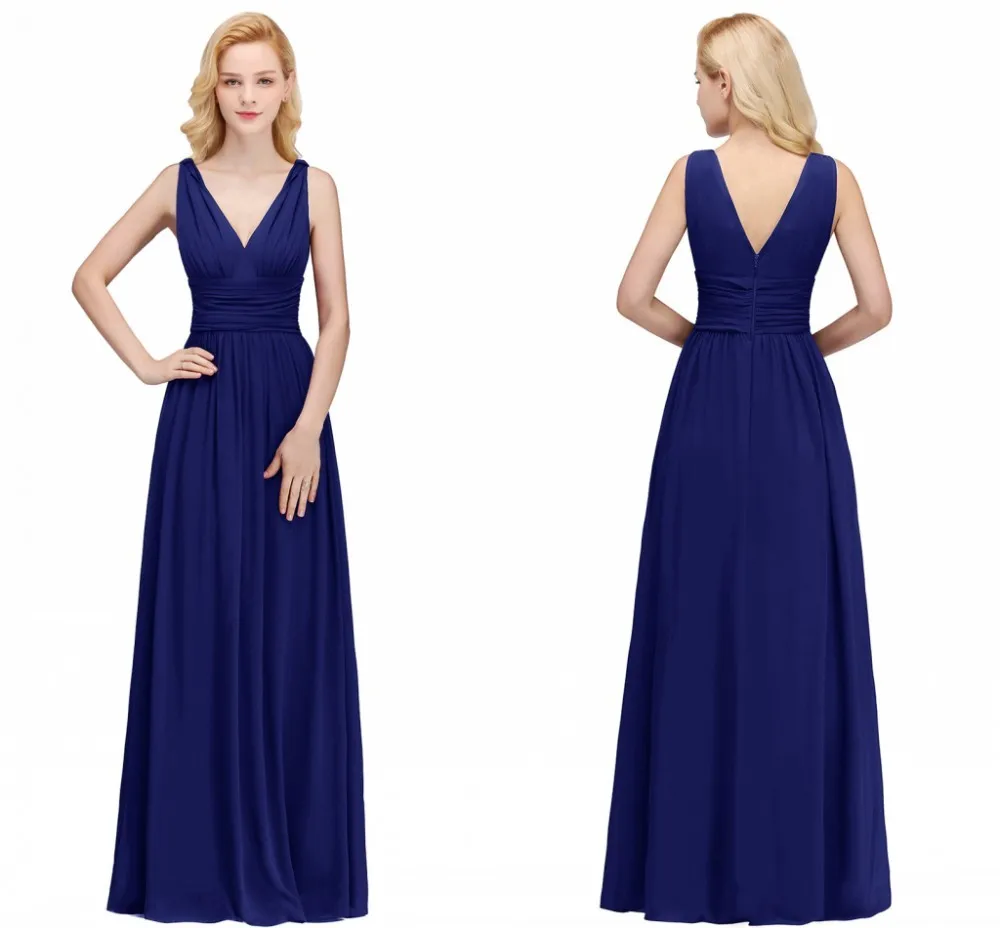 Elegant Burgundy V Neck Long Evening Dresses Summer Sleeveless Chiffon Ruched Formal Wedding Party Prom Gowns Vestido De Fiesta