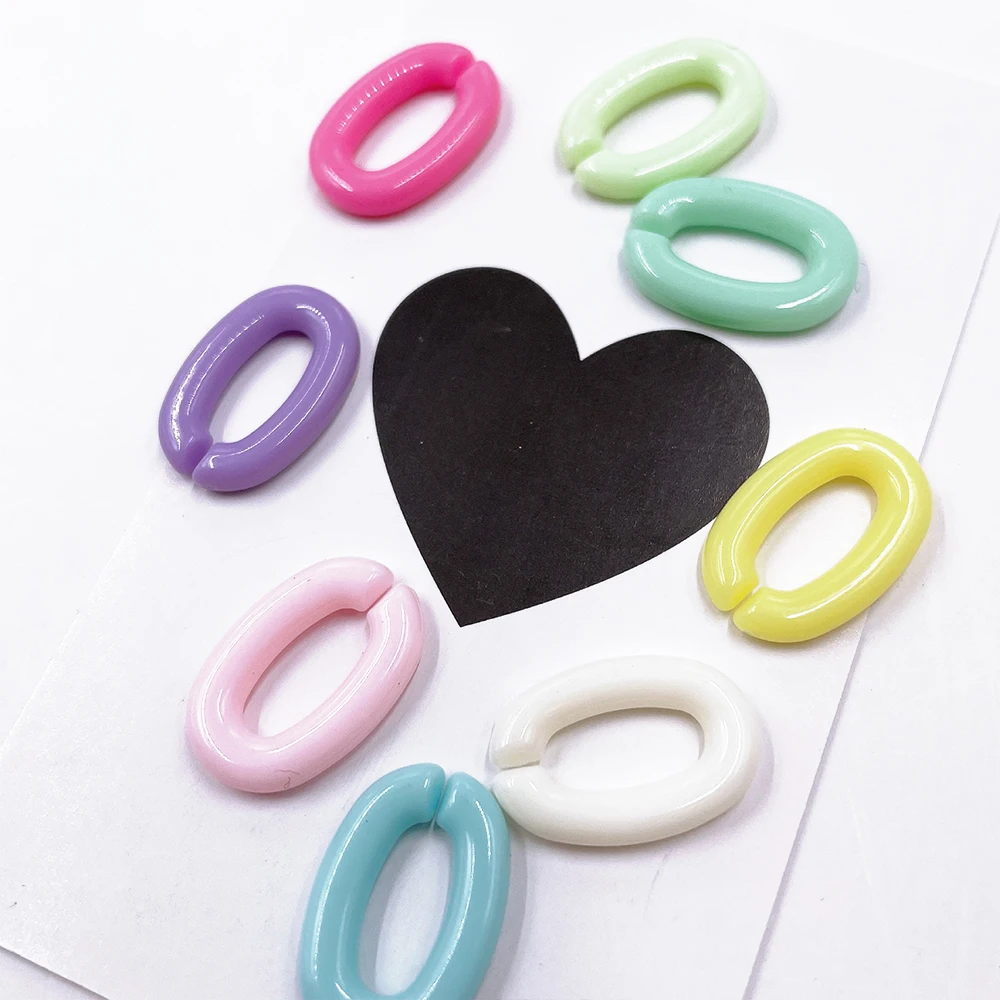 100pcs Acrylic Colorful U-shaped Opening Ring Macarons Plastic Can Be Assembled Chain Backpack Chain DIY Earring Accessories