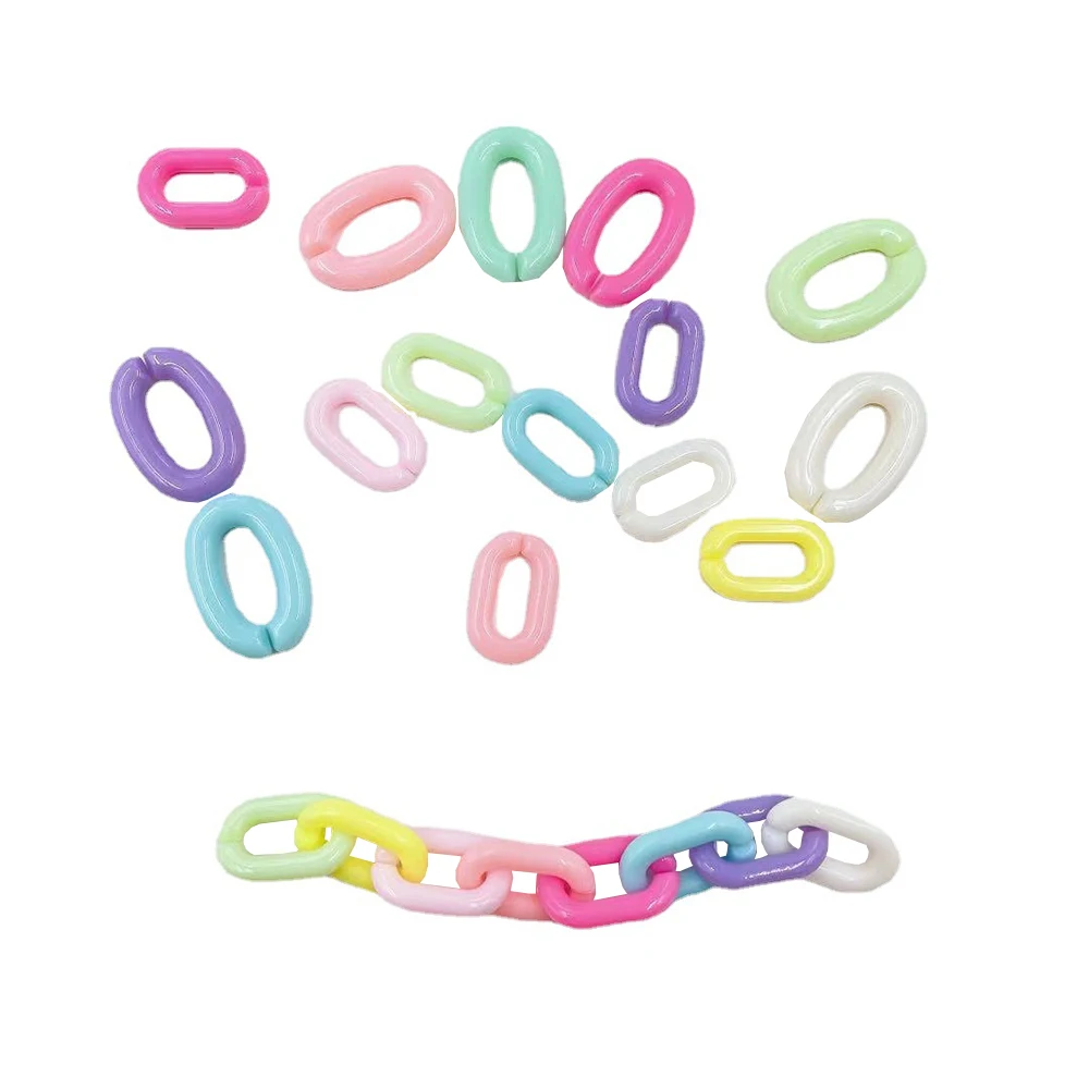 100pcs Acrylic Colorful U-shaped Opening Ring Macarons Plastic Can Be Assembled Chain Backpack Chain DIY Earring Accessories