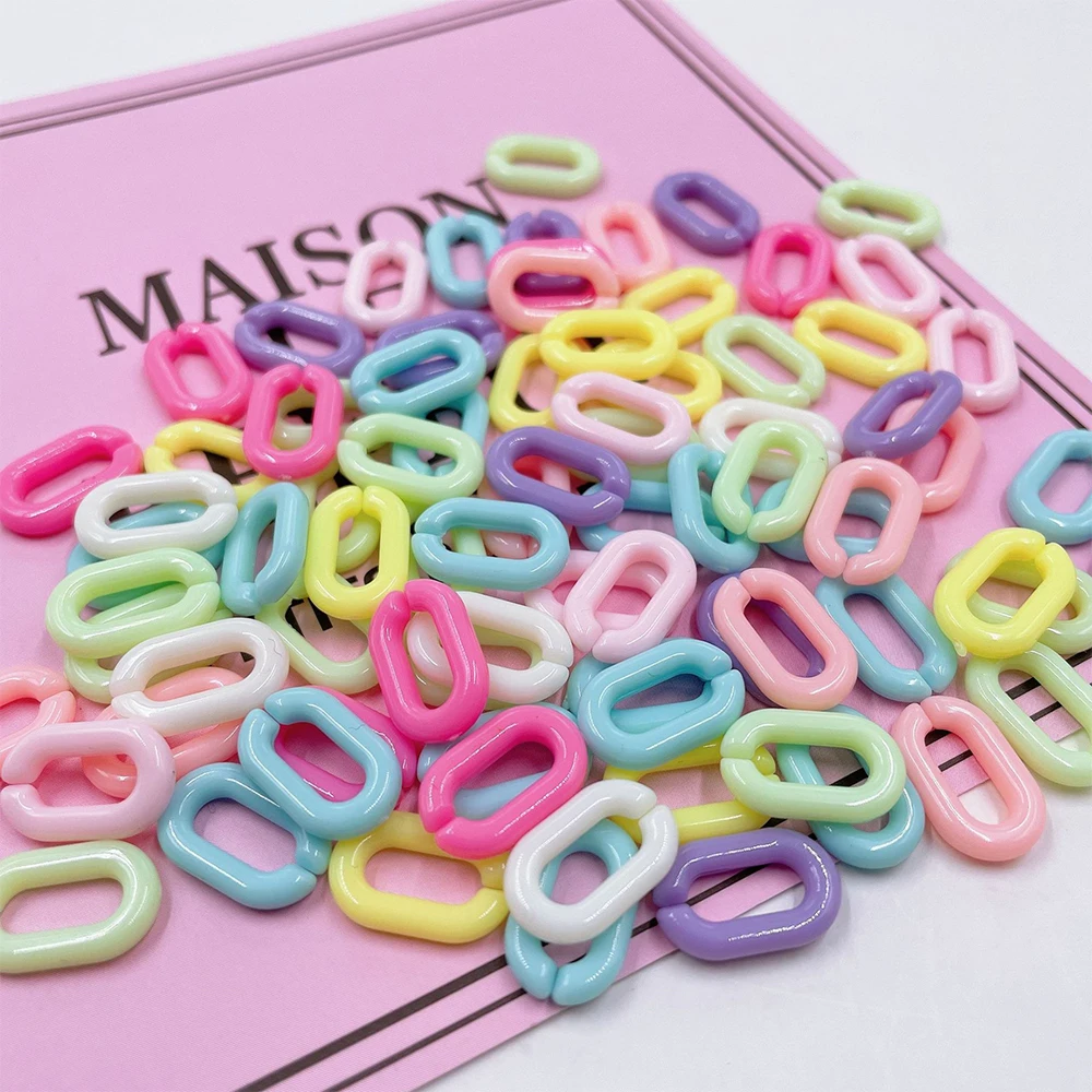 100pcs Acrylic Colorful U-shaped Opening Ring Macarons Plastic Can Be Assembled Chain Backpack Chain DIY Earring Accessories