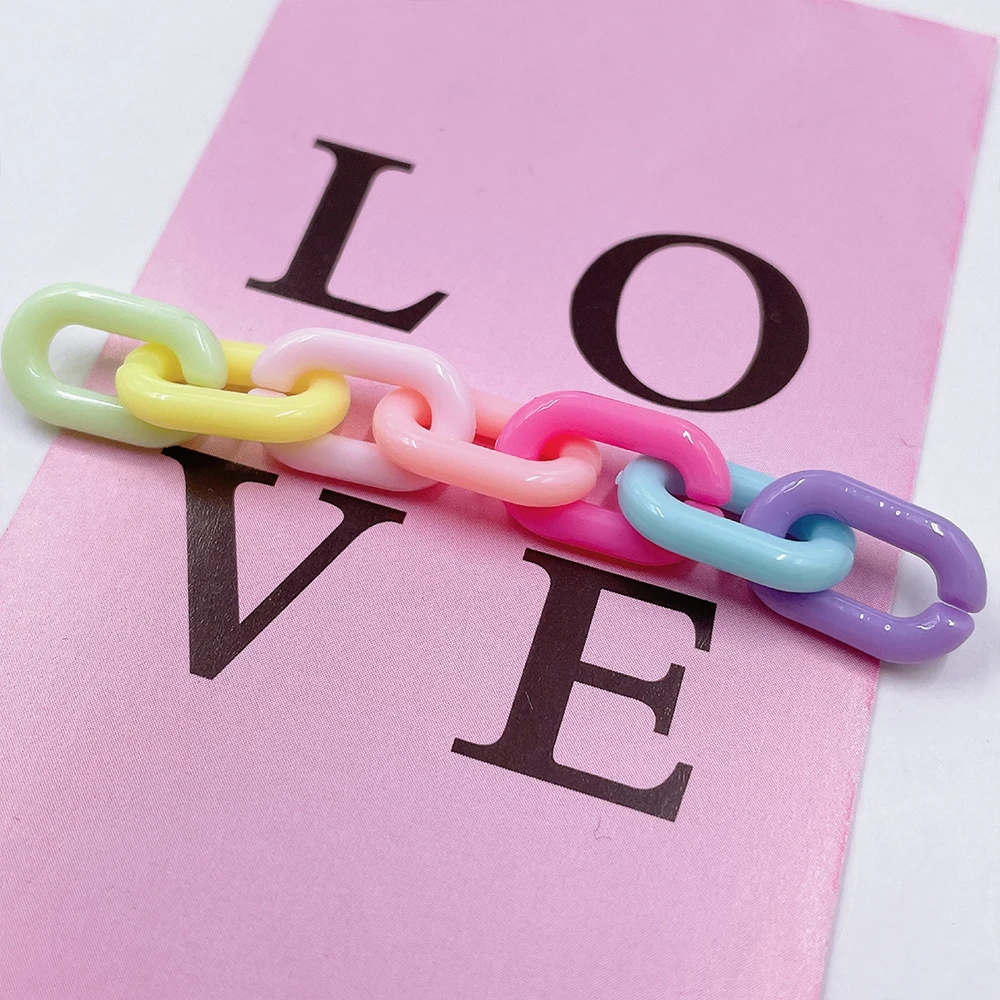 100pcs Acrylic Colorful U-shaped Opening Ring Macarons Plastic Can Be Assembled Chain Backpack Chain DIY Earring Accessories