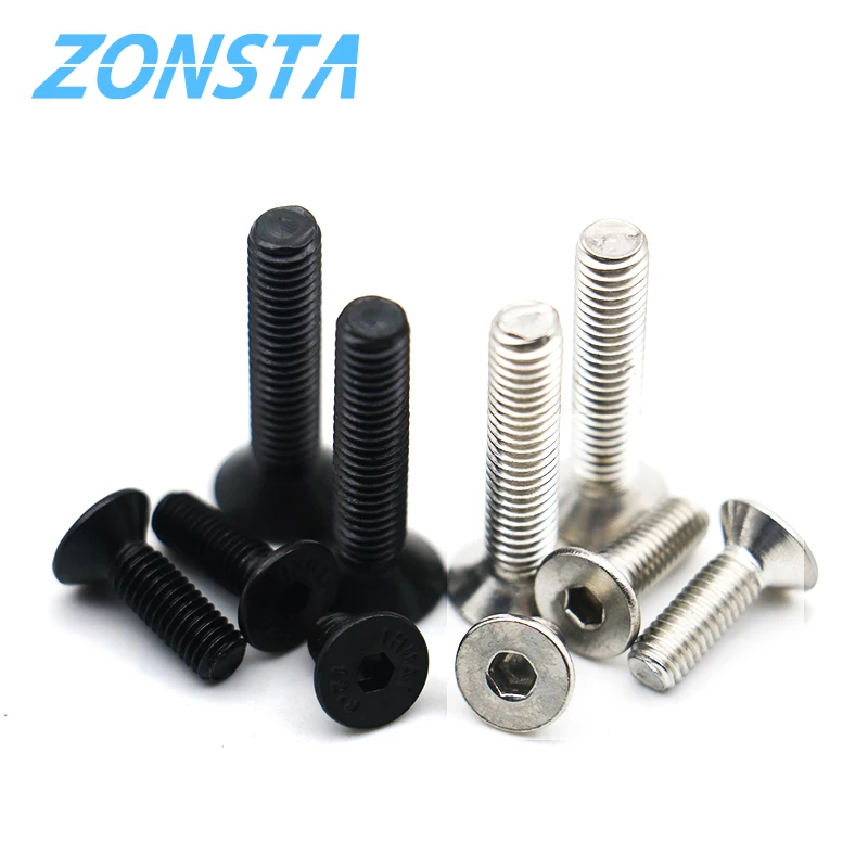 Allen Key Head Screw M2 M2.5 M3 M4 M5 M6 Countersunk Flat Head Hexagon Socket Bolt 304 Stainless Steel Screws Grade 10.9 Black