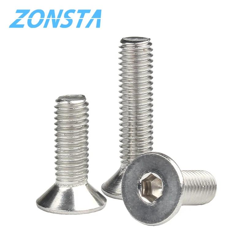 Allen Key Head Screw M2 M2.5 M3 M4 M5 M6 Countersunk Flat Head Hexagon Socket Bolt 304 Stainless Steel Screws Grade 10.9 Black