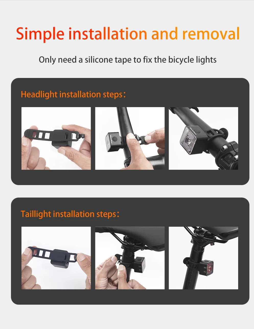 120LM Bicycle Smart Brake Sensing Light Rear/Front Sets IP66 Waterproof MTB Road Bike Taillight USB Night Cycling Safety Lamp