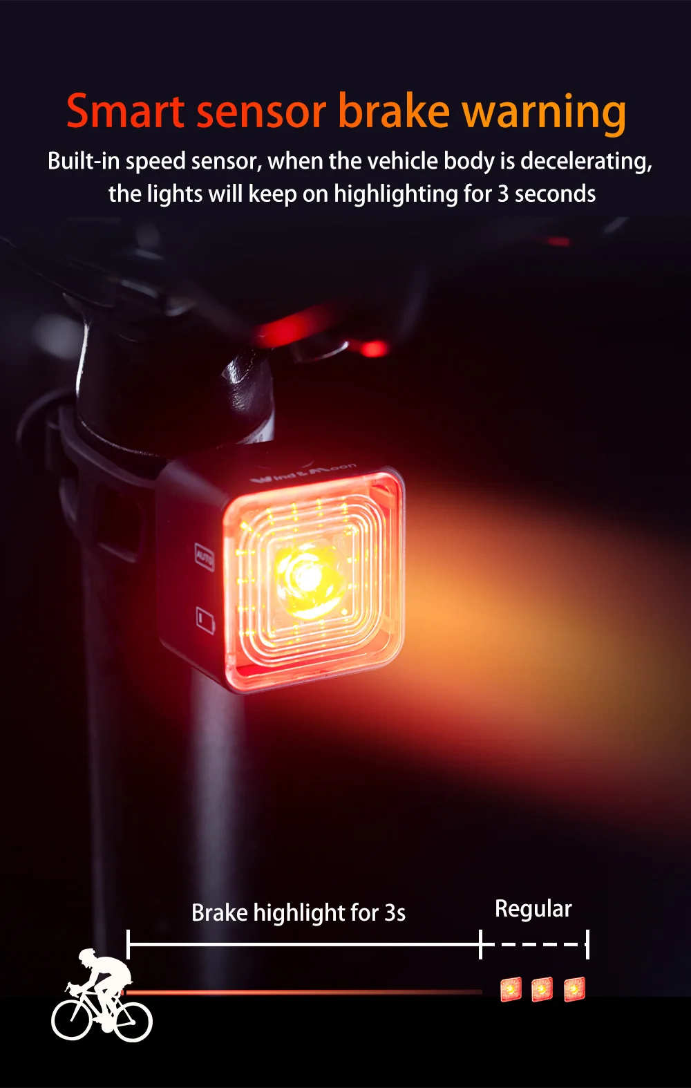 120LM Bicycle Smart Brake Sensing Light Rear/Front Sets IP66 Waterproof MTB Road Bike Taillight USB Night Cycling Safety Lamp