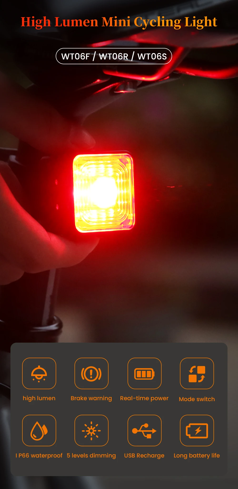 120LM Bicycle Smart Brake Sensing Light Rear/Front Sets IP66 Waterproof MTB Road Bike Taillight USB Night Cycling Safety Lamp