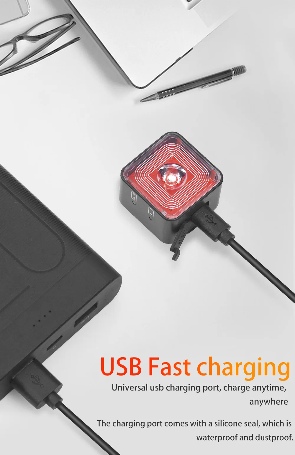 120LM Bicycle Smart Brake Sensing Light Rear/Front Sets IP66 Waterproof MTB Road Bike Taillight USB Night Cycling Safety Lamp