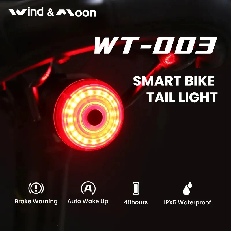 120LM Bicycle Smart Brake Sensing Light Rear/Front Sets IP66 Waterproof MTB Road Bike Taillight USB Night Cycling Safety Lamp