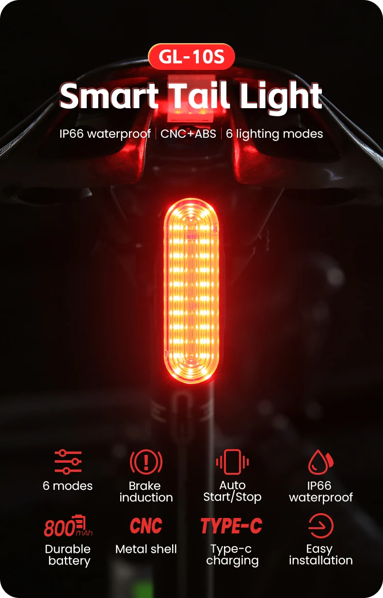 120LM Bicycle Smart Brake Sensing Light Rear/Front Sets IP66 Waterproof MTB Road Bike Taillight USB Night Cycling Safety Lamp
