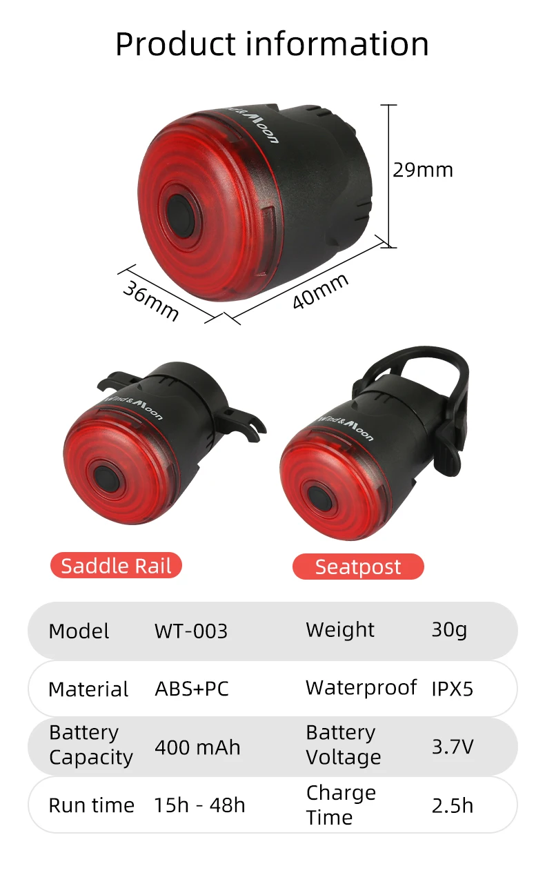 120LM Bicycle Smart Brake Sensing Light Rear/Front Sets IP66 Waterproof MTB Road Bike Taillight USB Night Cycling Safety Lamp