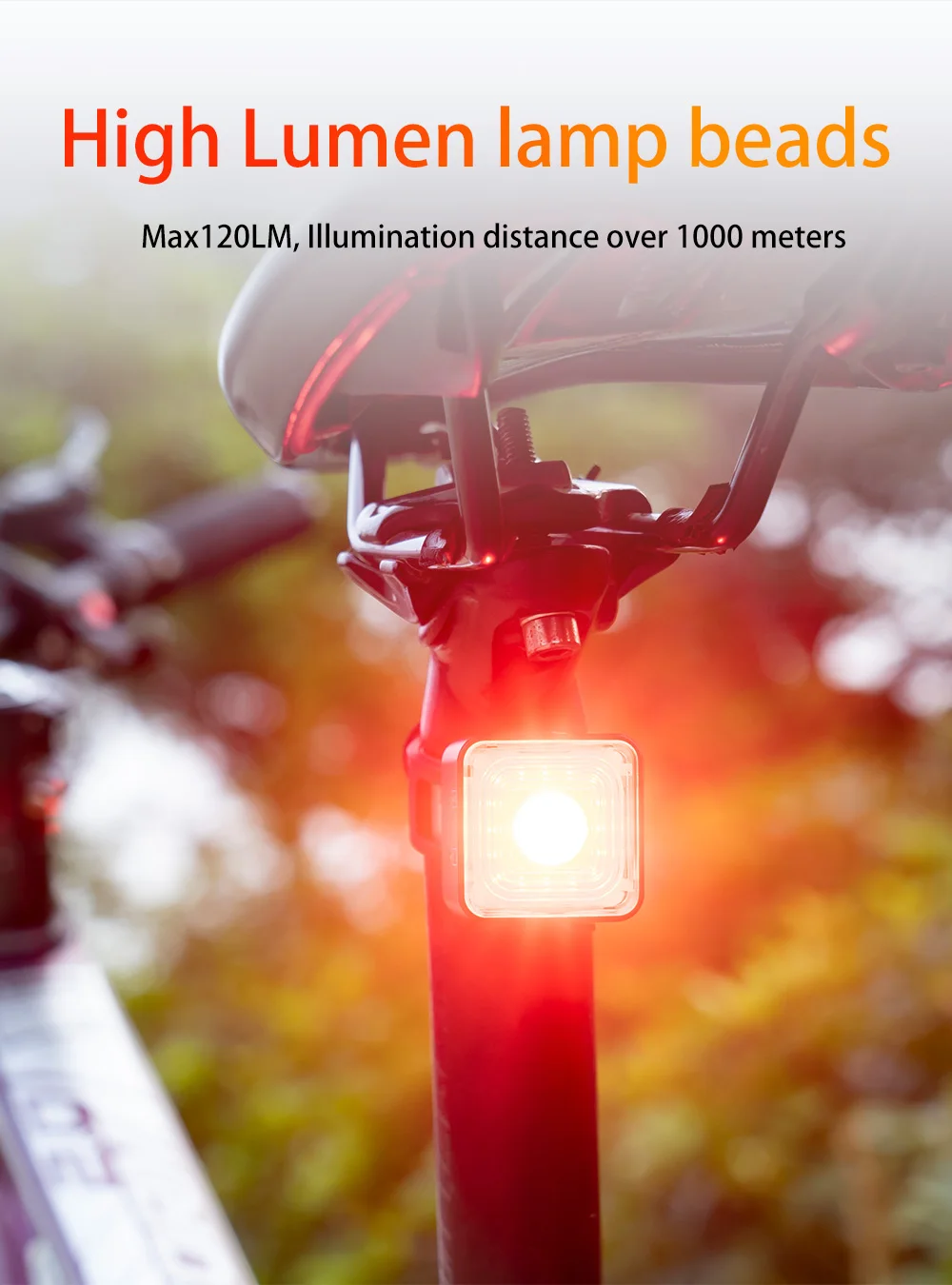 120LM Bicycle Smart Brake Sensing Light Rear/Front Sets IP66 Waterproof MTB Road Bike Taillight USB Night Cycling Safety Lamp