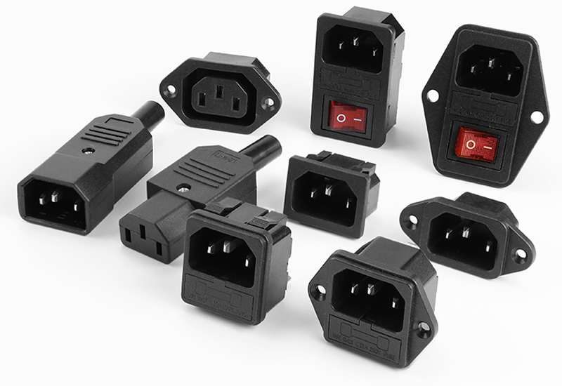 3 Pin IEC320 C14 C15 Electrical Socket LED 250V Rocker Switch Brass 10A Fuse Female Male Inlet Plug Pin Connector Computer Mount
