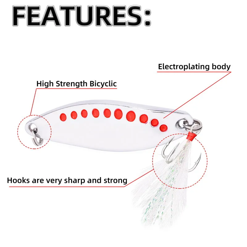 Metal Vib Leech Spinners Spoon Lures 2.5g 5g 7.5g 10g 15g 20g 25g 30g Artificial Bait Lure Fishing Tackle for Bass Pike Perch