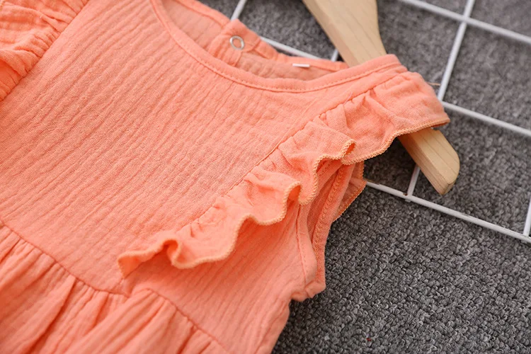 Summer Infant Baby Girl Dress Toddler Dress Muslin Cotton Sleeveless Ruffles Slip Dresses