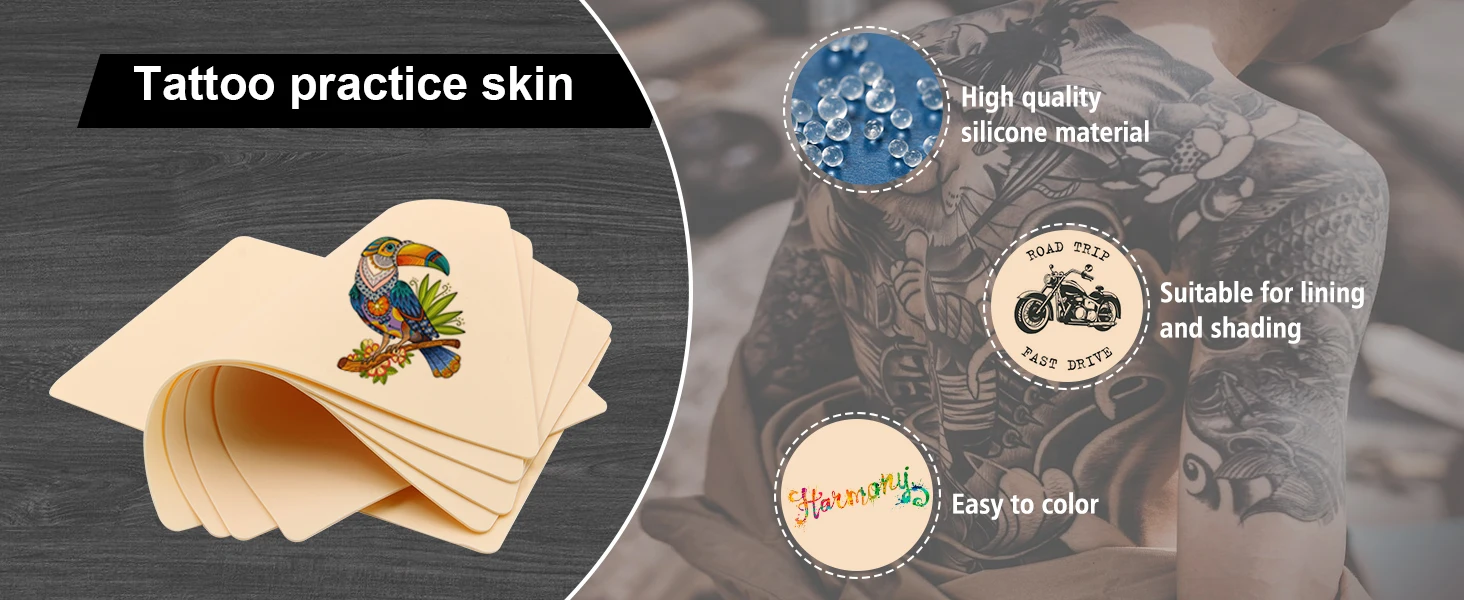 30/10/5/1PCS Silicone Tattoo Practice Skin Double Fake Tattoo Skin Permanent Makeup Tattoo Beginner Practice Synthetic Leather