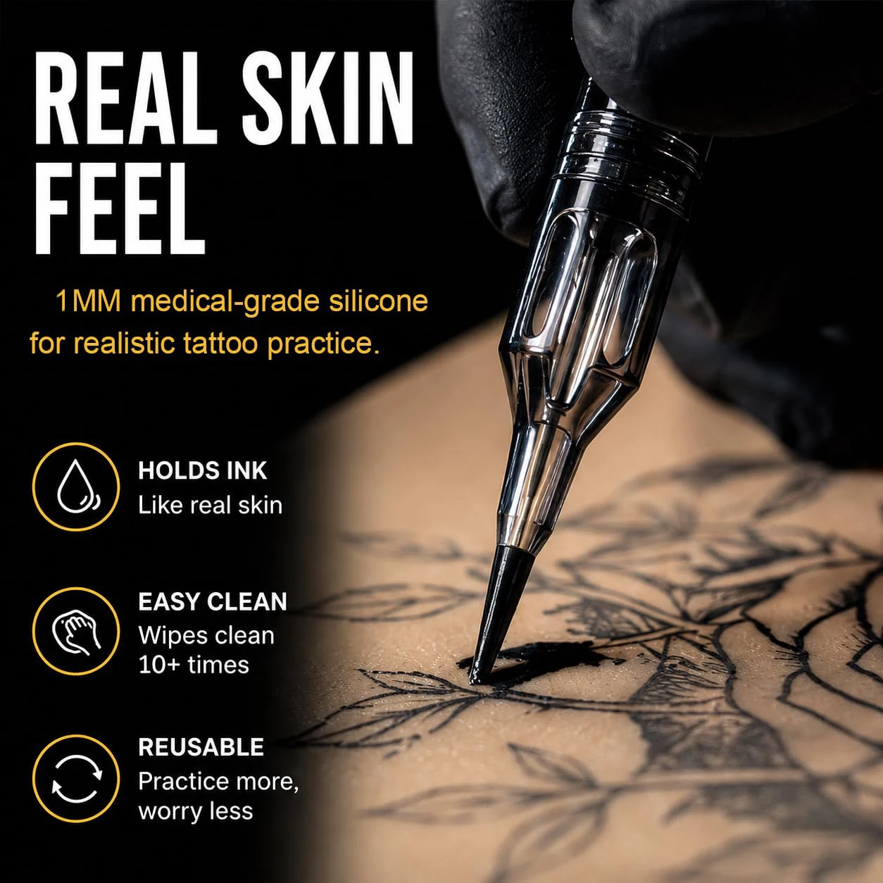 30/10/5/1PCS Silicone Tattoo Practice Skin Double Fake Tattoo Skin Permanent Makeup Tattoo Beginner Practice Synthetic Leather