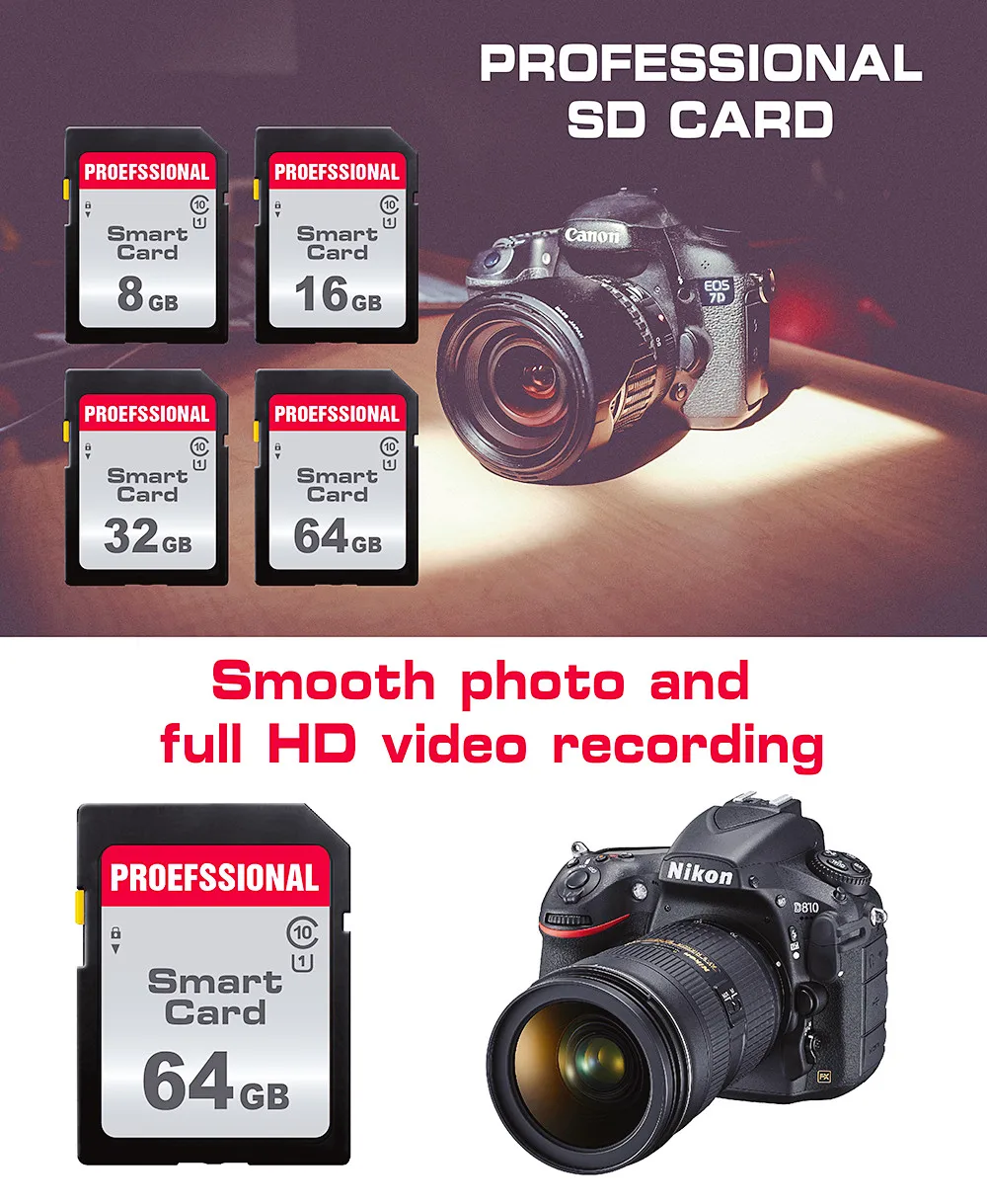 100% High speed Class 10 SD Card 128GB 16GB 256GB 32GB carte sd Memory Card Flash usb stick sdcards For Canon Camera