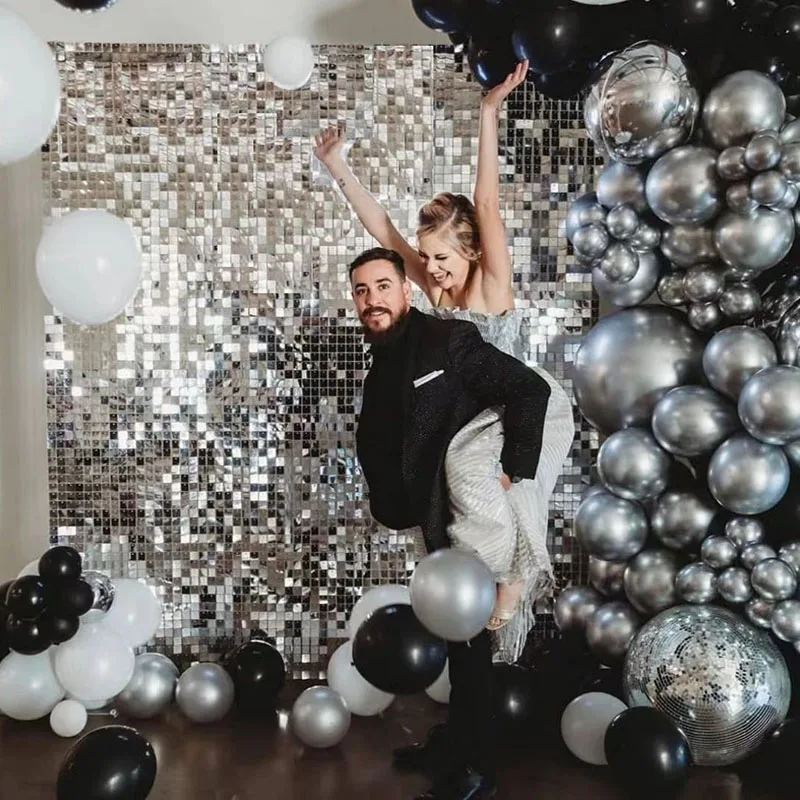 Party Backdrop Metallic Foil Fringe Tinsel Curtain Adult Kids Birthday Party Wedding Decoration Baby Shower Favor Supplies ﻿