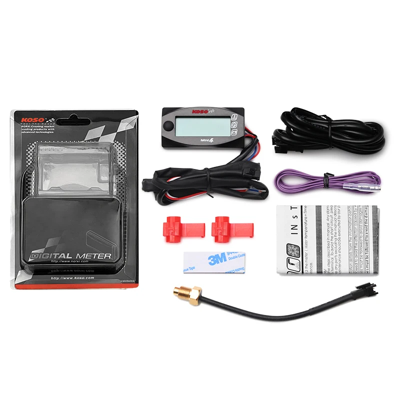koso Tachometer Motorcycles RPM water temperature VoltageTime Mini 4 in 1 LED Digital Display meter